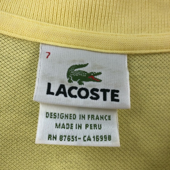 Lacoste Polo Shirt Mens Size XL USA Yellow Vintage Alligator Logo - Picture 3 of 8